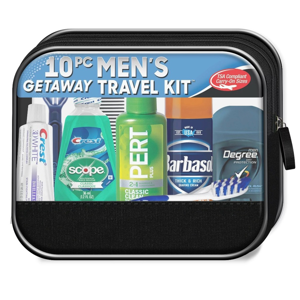 NWOT 10pc Men’s Getaway Travel Kit. Never opened or used. Everything in it 😊